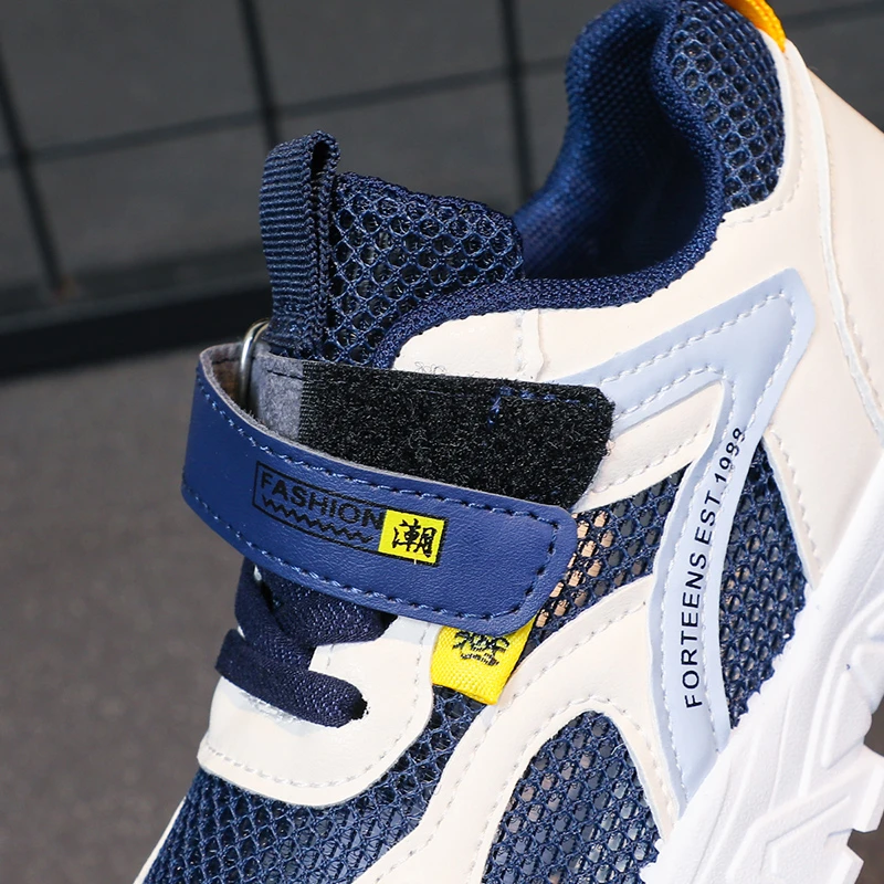 Children's Sports Leisure Shoes Blue Color Combination Soft Non-slip Boys Girls Single Shoes Black Fashion Kids Sneakers