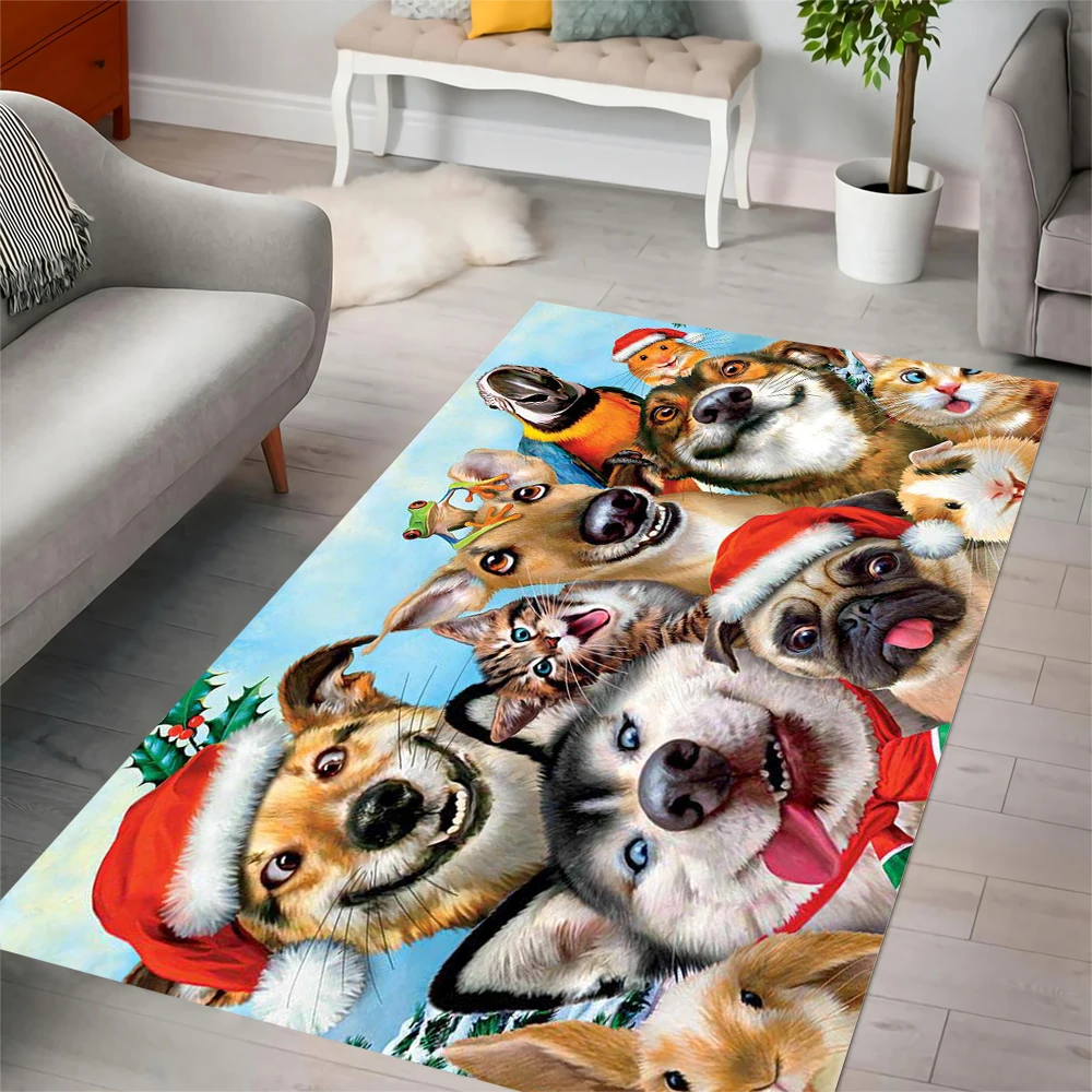 

CLOOCL Christmas Animals Carpet Funny Cute Dogs Cats 3D Printed Floor Mats Carpets for Living Room Home Decor Alfombras 80x120cm