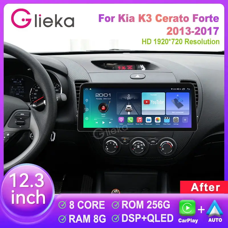 

12.3 inch Android For Kia K3 Cerato Forte 2013-2017 Car Stereo Radio Multimedia Player GPS Navigation Carplay With Screen