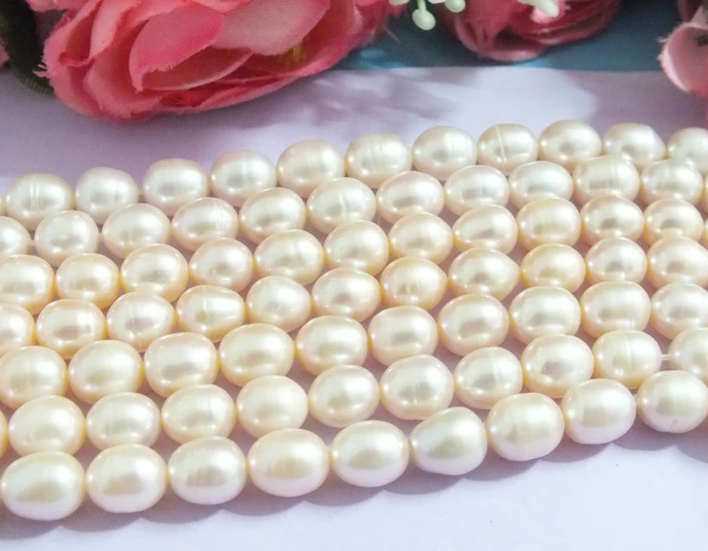 

wholesale 5PCS natural pink 7-8MM (rice) freshwater pearl loose beads 16 inches