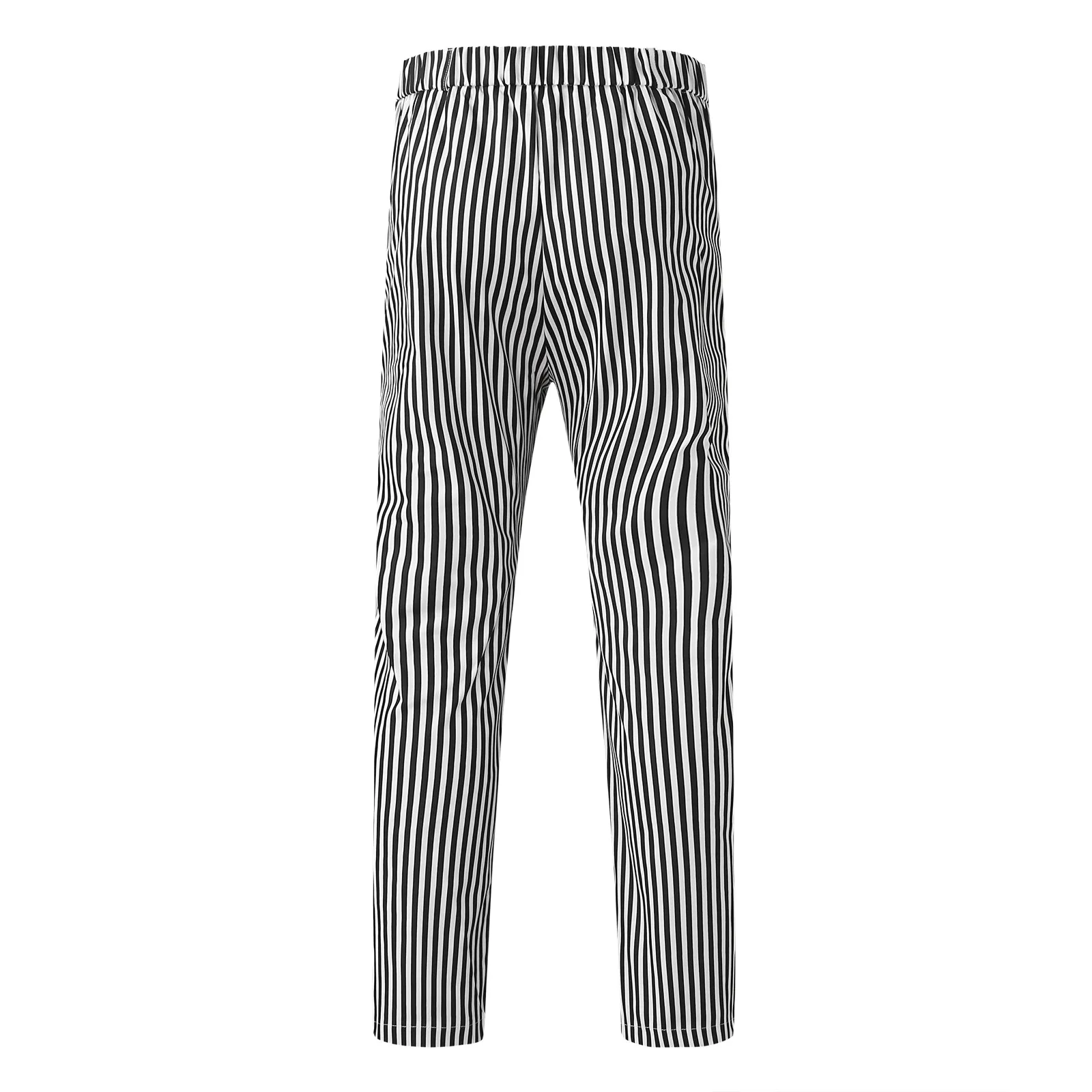 Men's Casual Business Striped Pants Print Skinny Pencil Pants Zipper Elastic Waist Pants Streetwear Social Trousers fishing pants