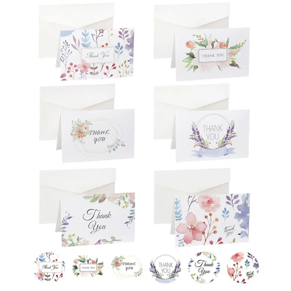 Floral Thank You Card Set with Envelopes and Stickers - Blank Inside for Personalized Messages