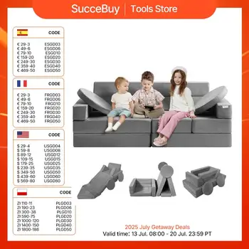 VEVOR Divano Poltrona Letto da Gioco per Bambini 15 Pezzi Mattoncini Giocattolo Poltrona 135x67x47 cm Capienza Max. 4 Bambini, Poltrona Modulare per Bambini Materiale di Spugna 25D Carico max. 60kg 1