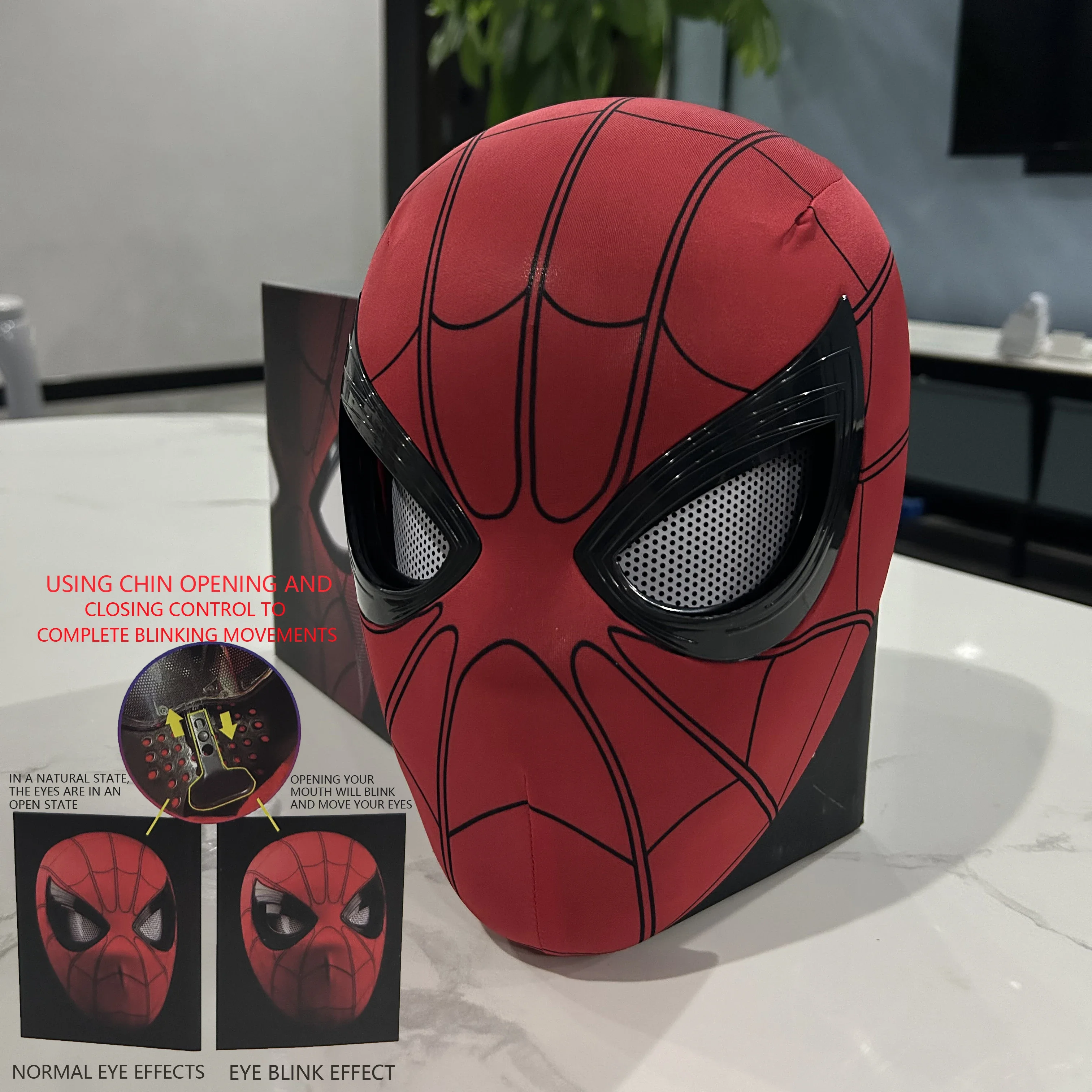 thumbnail image 1 of Escultura de decoración de escritorio electrónica con ojo móvil de Spider Man, control remoto 1:1, regalo para adultos y niños, 1 of 5