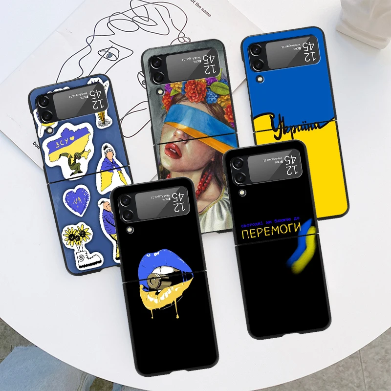 Custodia Antiurto Con Bandiera Donna Ucraina Per Samsung Galaxy Z Flip 3 4 5G Flip 4G Black Hard Zflip4 Flip 3 Zflip Cover Per Telefono