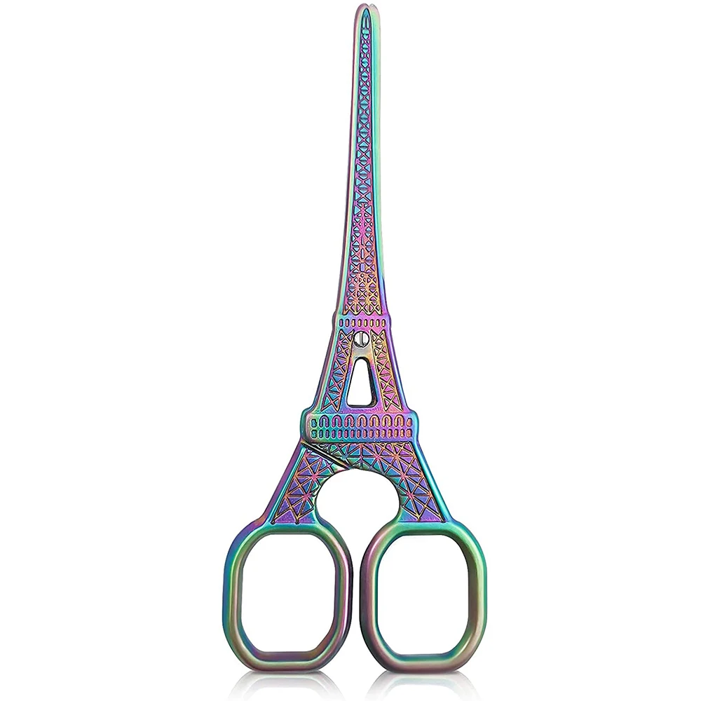 

5.4Inch Colorful Plated Stainless Steel Eiffel Tower Embroidery Scissors Sewing Scissors Craft Scissors for Art Work Sewing