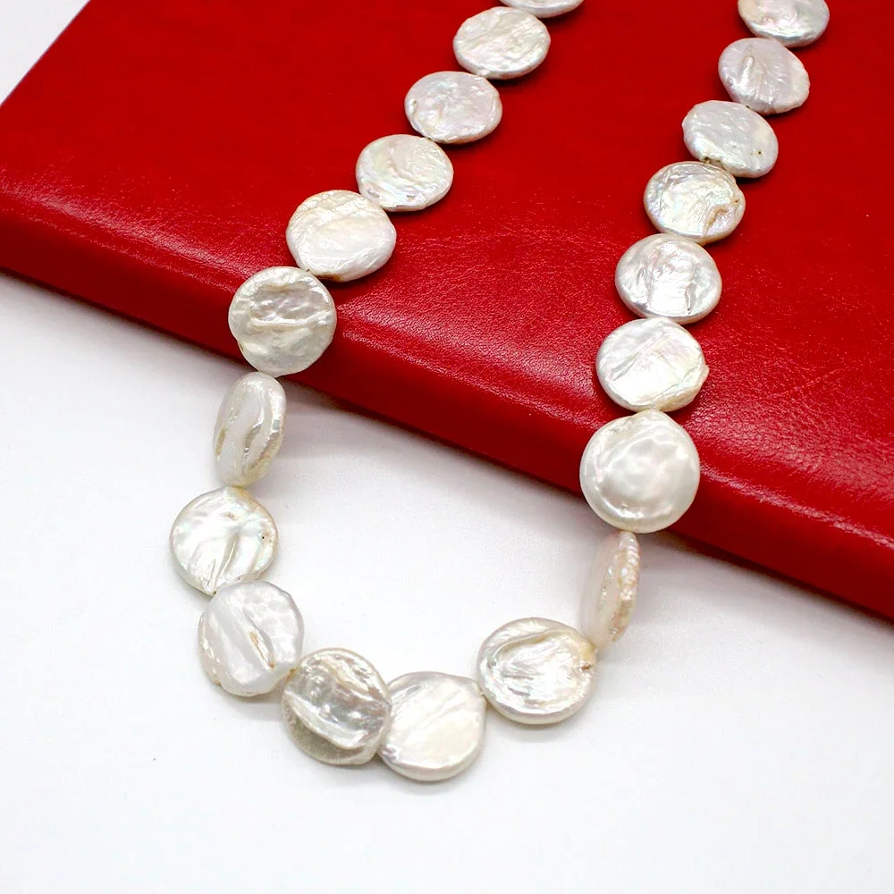 Natural Freshwater Pearls 100% Button Pearl Beads Baroque Flat Round Beads for Jewelry Making DIY Earrings Necklace Accessories
