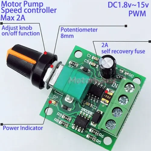DC 3V 5V 6V 12V 2A Micro PWM DC Motor/ Pump Speed Controller Low Voltage Regulator Switch 0- Adjust ON/OFF