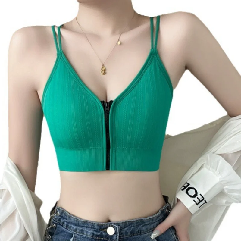 Seamless Bra Women Front Zipper Tube Tops Wrapped Chest Vneck Wireless Bra Comfort Tube Beauty Back Underwear Sports Vest
