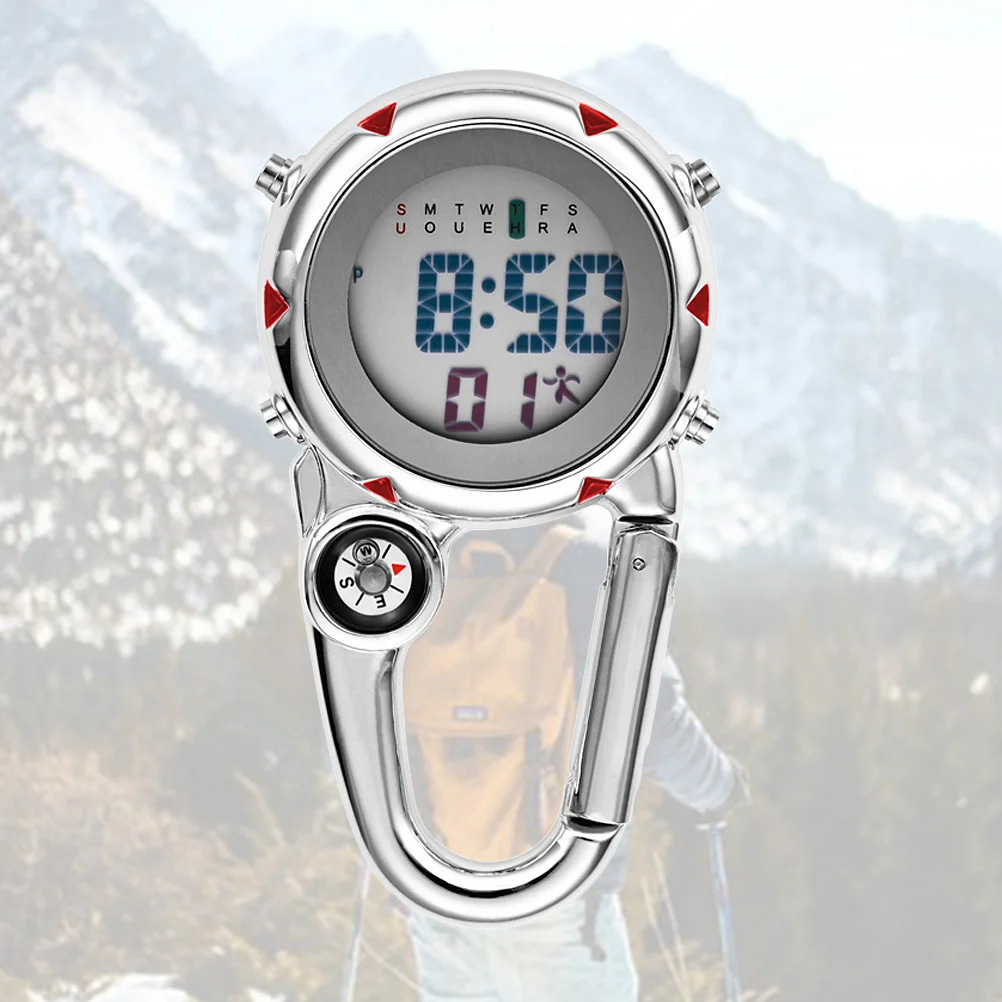 

Часы наручные с компасом, портативные с зажимом из нержавеющей стали, с крючком, для скалолазания, многофункциональные