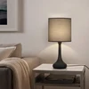 Bedside Nightstand Table Lamps, Modern Black Metal Base with Grey Linen Lampshade Desk Lamp, Small Lamp Set of 2 for Living Room 2