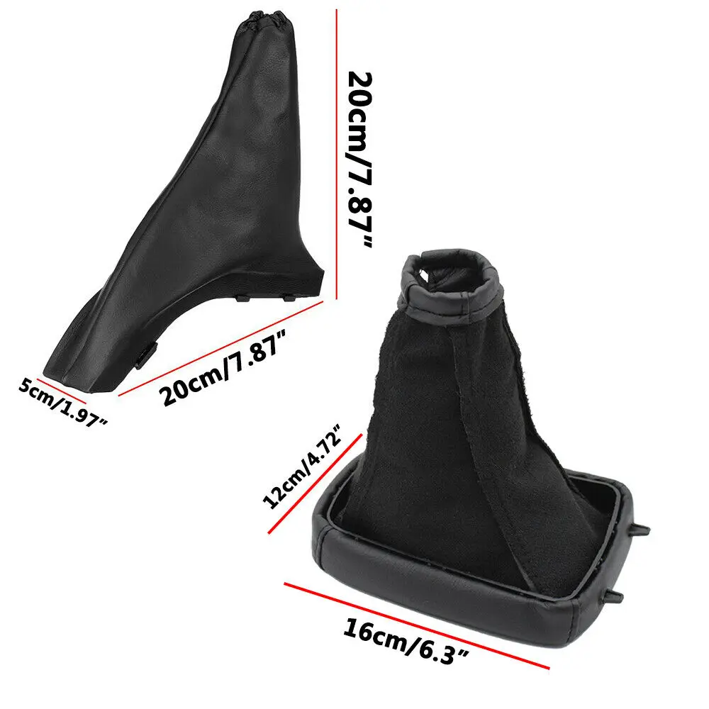 2Pcs Car Handbrake Gear Shift Boot Gaiter Gaitor Pu Leather Black Opel Astra G Zafira a Vauxhall 1998-2004 hand brake cover