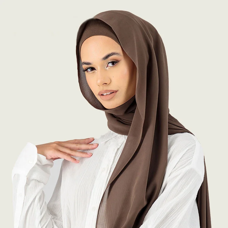Two Piece Set Chiffon Hijab Matching Undercap Chiffon Scarf With Matching Underscarf Shawls Scarves For Women 4