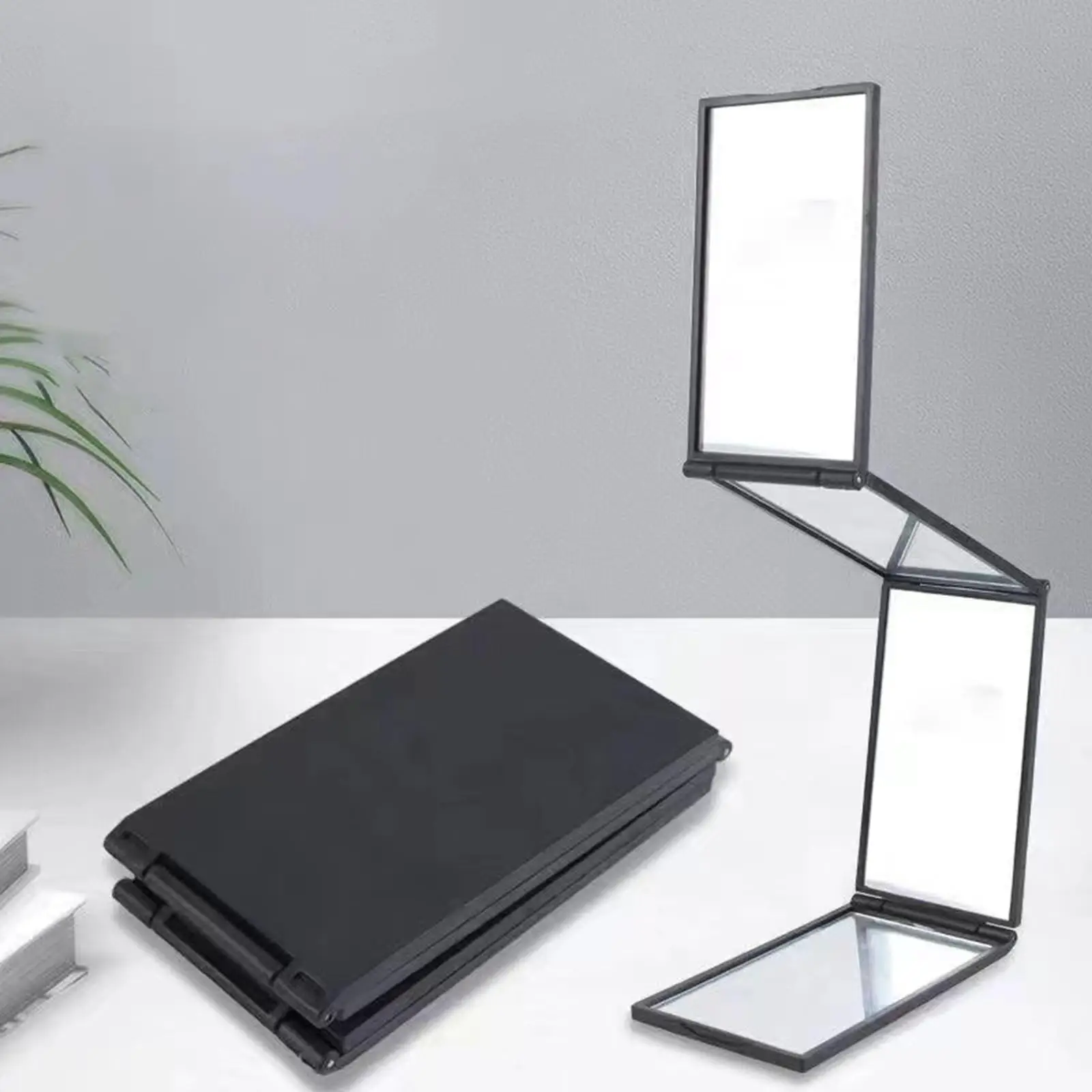 4 Way Mirror Fold Self Haircut Mirror Portable Four Sided Mirror for Vehicle Maintenance Hair Cuting Styling Men Women Grooming