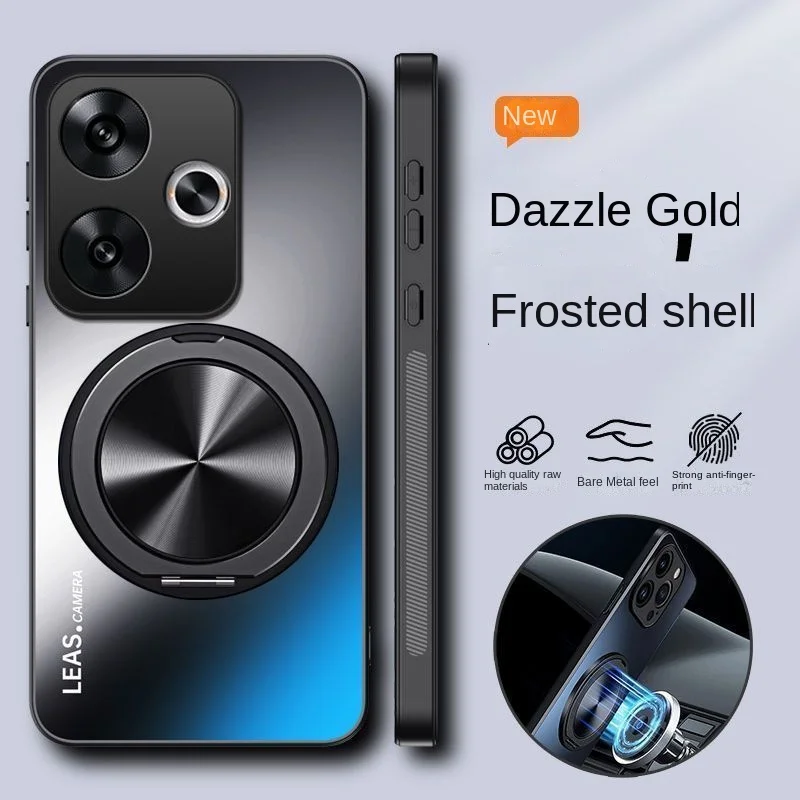 Matte Magnetic Protective Back Cover with Ring Stand