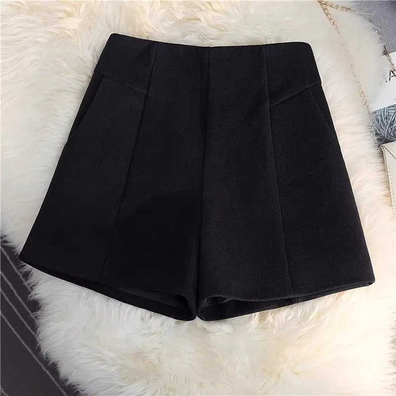 Korean Fashion Woolen Shorts Women Autumn Winter Simple Office Ladies High Waist Graceful Tender Mujer All-match Newly Popular