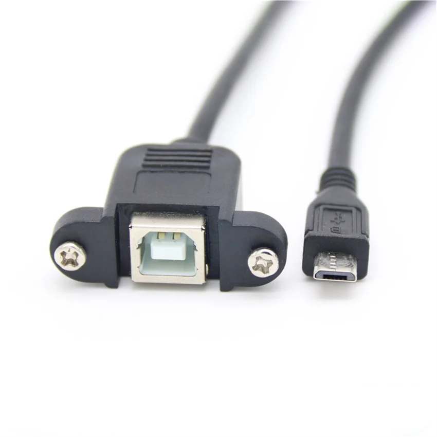 Черный медный USB-кабель для передачи данных принтера, квадратный порт, головка F для MicroUSB с ушками