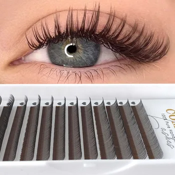 Brown 5D Flora Lash Extension 0.07 C/D Premade Volume Fans Natural Flora Lashes Full Dense Soft Faux Mink Eyelashes Makeup Tool 1