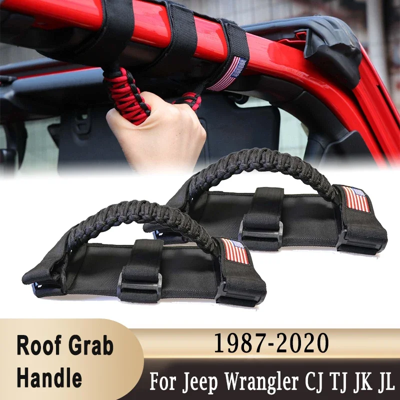 Heavy Duty Nylon Handles 2-Pack Roll Bar Grab Handles For Jeep Wrangler (CJ, YJ, TJ, JK, JL) - Orange & Black Anti-Roll & Sway Bars For Jeep Patriot - Foto 3