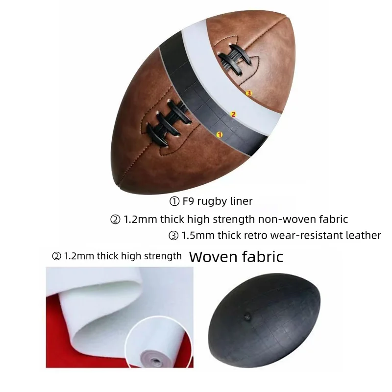 Size 9 Rugby Ball PU Comfortable Grip Vintage Design Durable Sports Football For Man Training Match