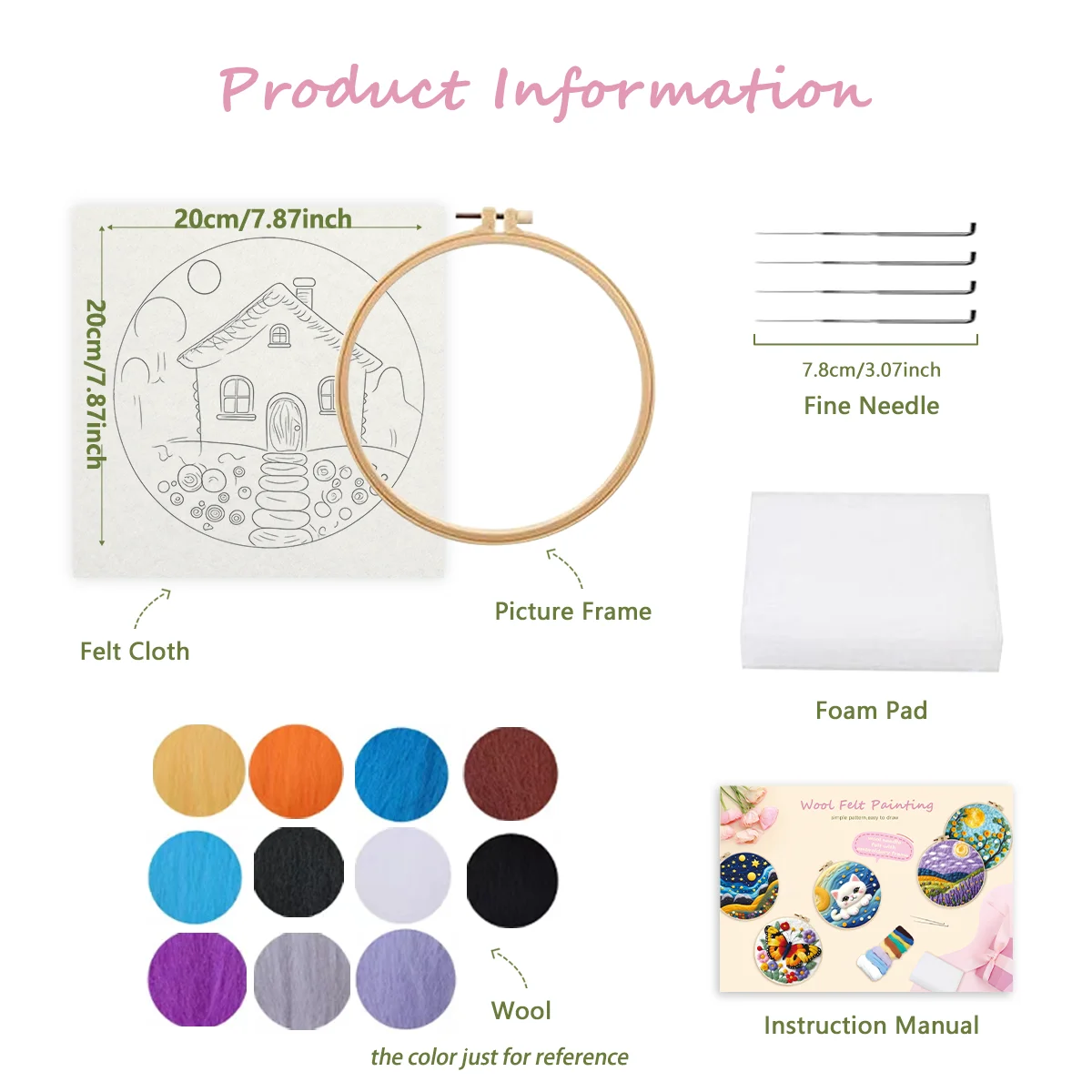 RUOPOTY 1 Pack House Pattern Needle Felt Starter Set Wool Felting Painting Kit With Embroidery Kit Funny Diy Felt Needle Wool