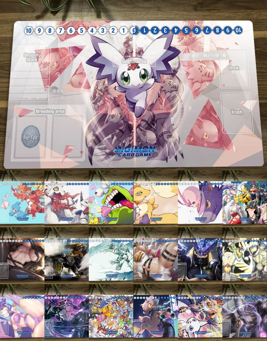 New Multiple Styles DTCG Duel Playmat Digimon Angewomon & Ladydevimon Lilithmon Desk Mouse Pad Trading Card Game Mat + Free Bag