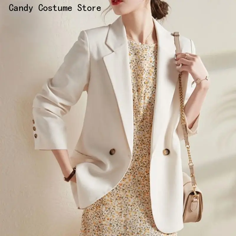 Casual Korean Style Office Ladies Soft All-Match Double Breasted Blazers Women Pautumn Clothing Streetwear Dailyockets
