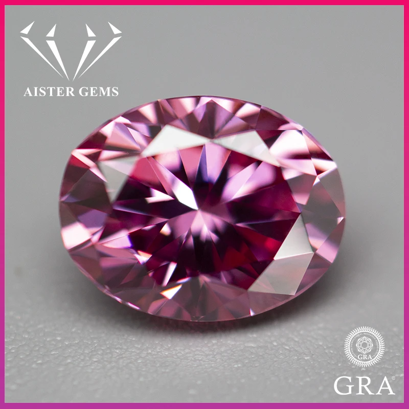 

Pink Color Moissanite Stones Oval Cut 0.5-5.0ct VVS1 Moissanite Lab Diamonds Loose Gemstones with GRA Certificate