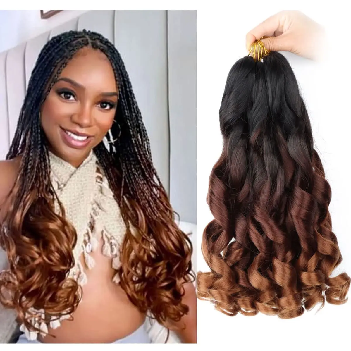 FrenchCurlyBraidingHair16inchPreStretchedFrenchCurlbraidingHairExtensionLooseWavy