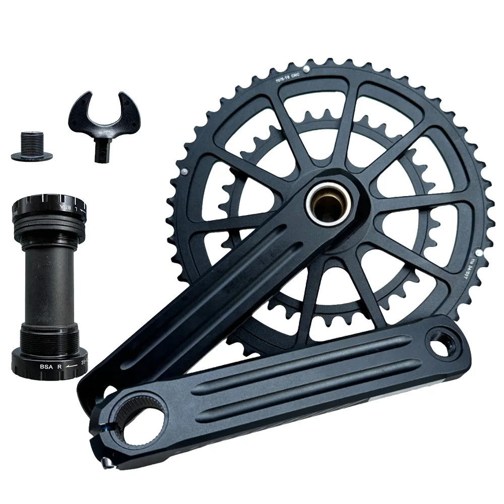 Rennrad Kurbelgarnitur 165mm Integrierter Kurbelarm 50-34T Doppelkettenblatt 2x9/10/11 Geschwindigkeit 9v 10v 11v Kettenblatt Kies Fahrradteile – Detail 1