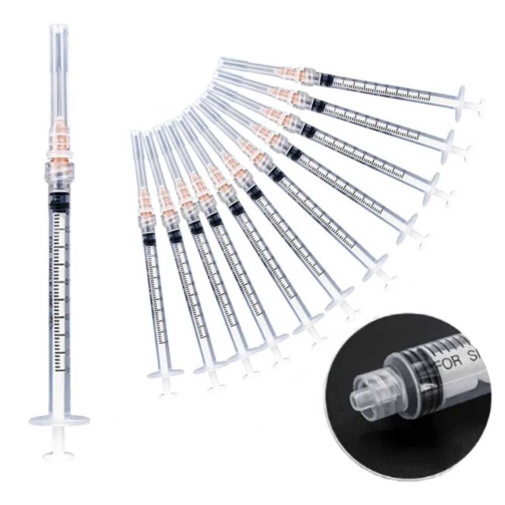 12pcs Disposable Veterinary Syringes, Silicone Syringes, Industrial Plug with Needles, Individually Wrapped