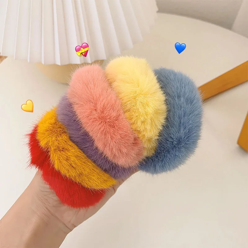 

Color Soft Fluffy Hair Rope Women Plush Scrunchies Girls Ponytail Holder Hair Tie Headwear Rubber Hairband Elastic Accessories