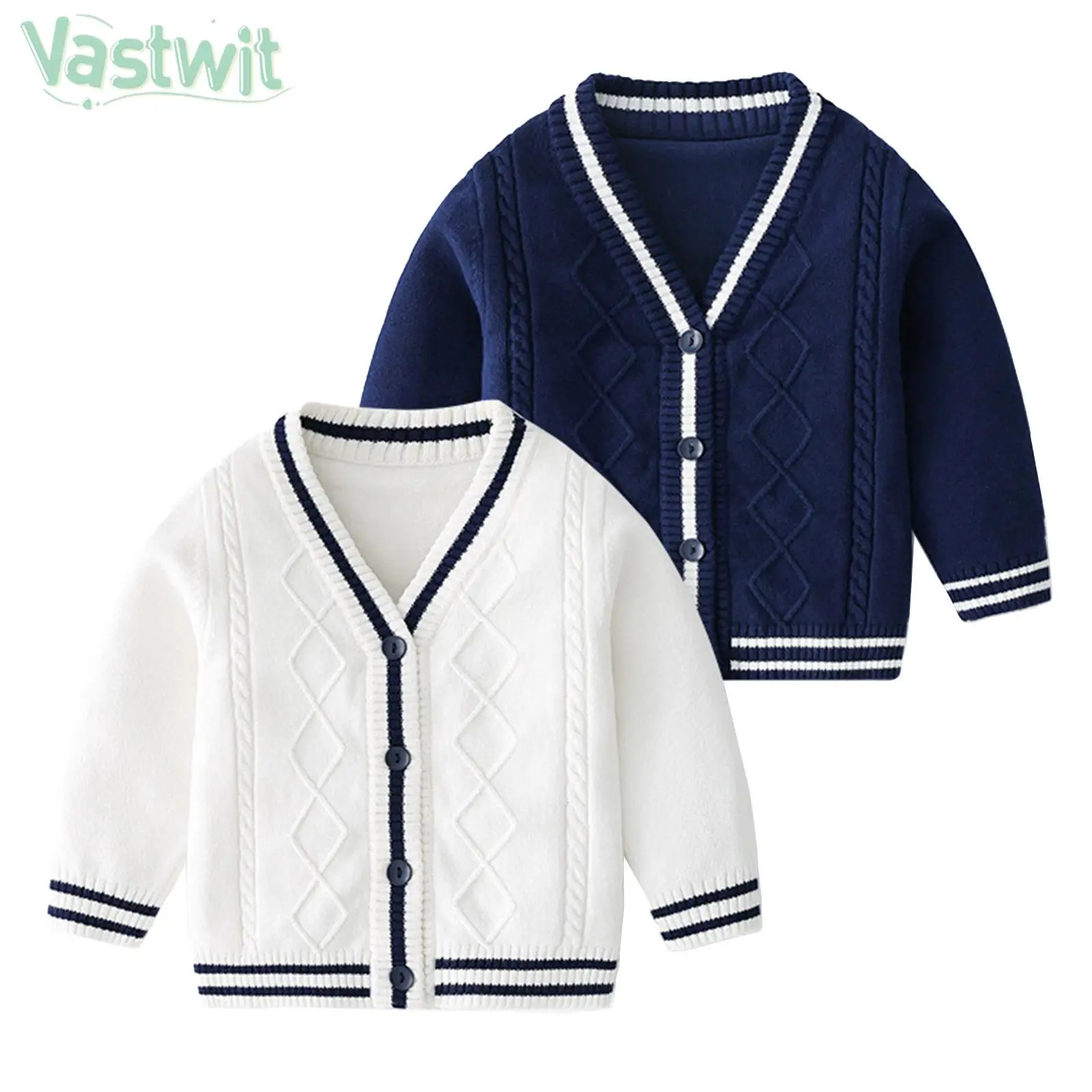 

Детский трикотажный кардиган с длинным рукавом и V-образным вырезом