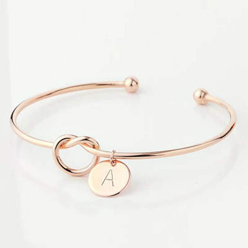 Initial Coin Charm Cuff Bracelet/Bangle