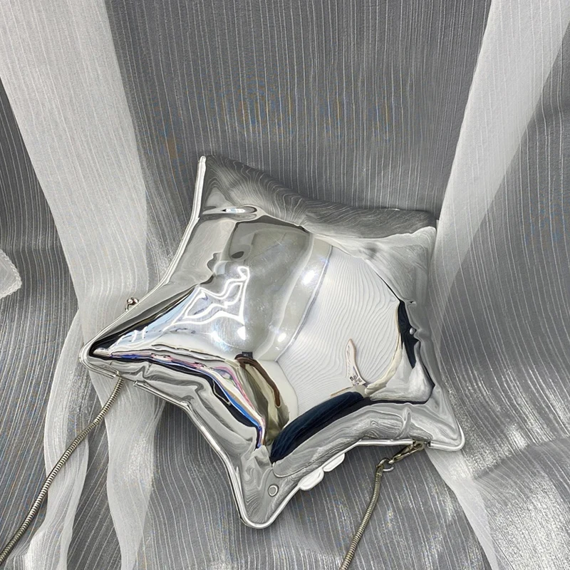 thumbnail image 1 of Mini bolsos de noche tipo bandolera para mujer, bolsos y carteras de diseñador de lujo para mujer, novedad de 2024, en cadena de espejo con forma de estrella de acrílico para el hombro, 1 of 5
