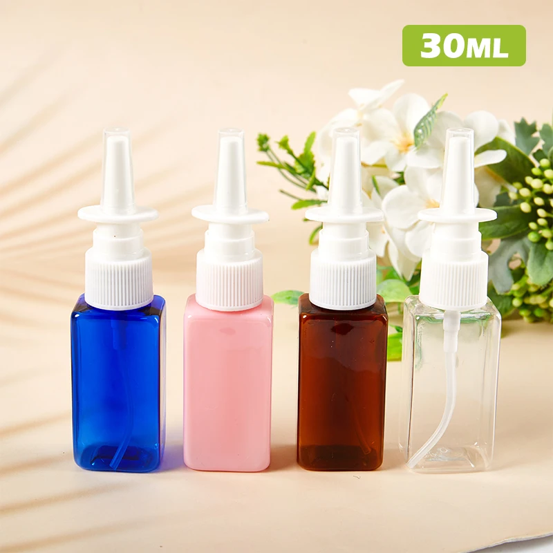 

1PC 30ml Clear Plastic Square Bottle Pump Sprayer Mist Nose/Nasal Spray Refillable Bottles Empty Containers