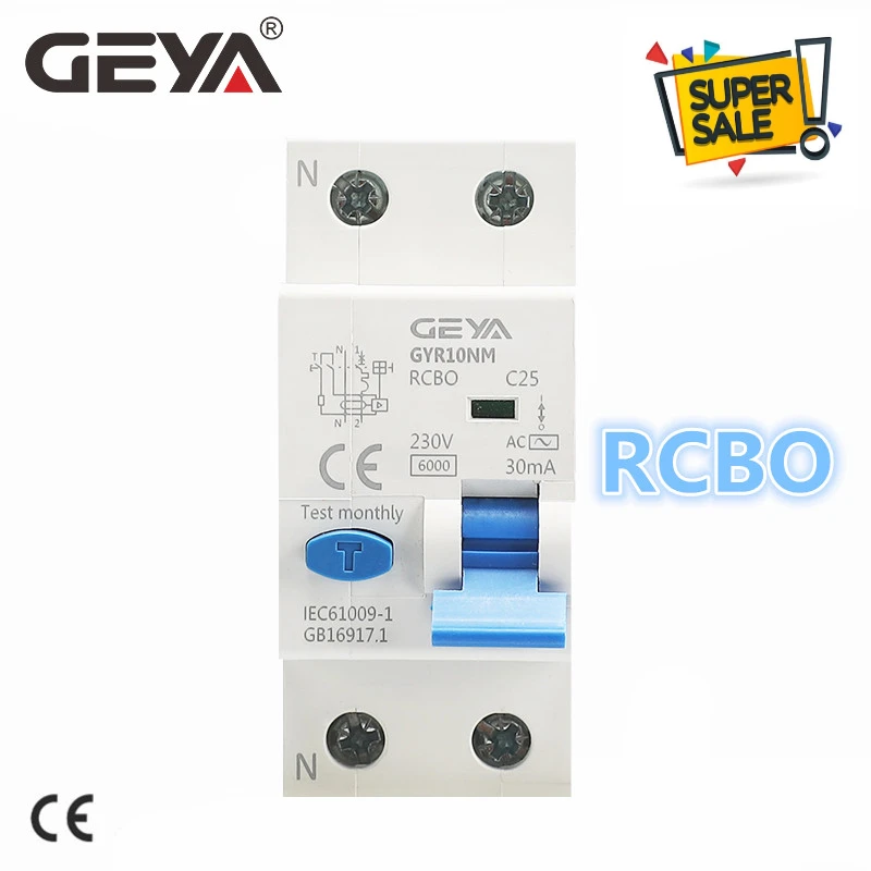 

SALE GEYA GYR10NM AC Type RCBO Magnetic Type Residual Current Circuit Breaker With Over Current and Leakage Protection Din Rail