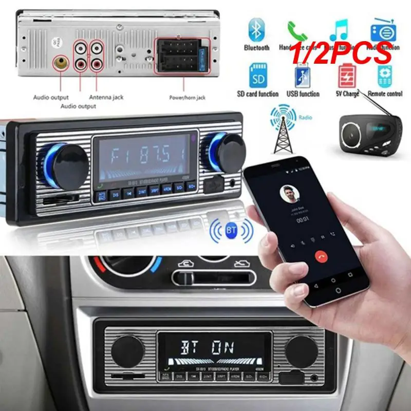 

1/2 шт. беспроводной автомобильный радиоприемник 1 din Bluetooth Ретро MP3 мультимедийный плеер AUX USB FM Play винтажный стерео аудио плеер с пультом дистанционного управления