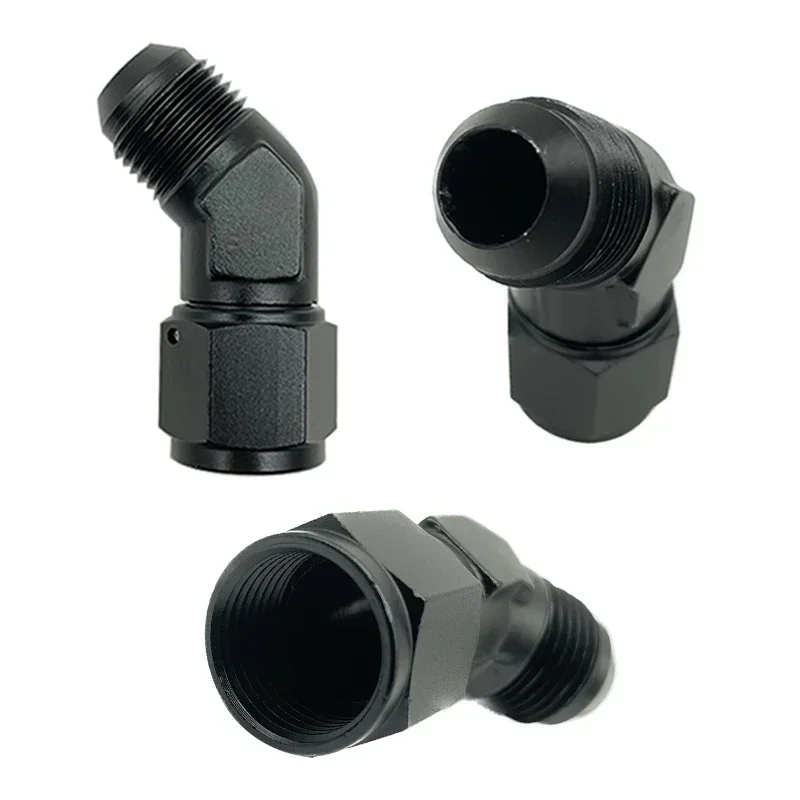 4AN 6AN 8AN 10AN 12AN Black Female to Male Union Flare 45 Degree 90 Degree Swivel Oil Fuel Hose Fitting Adapter Aluminium