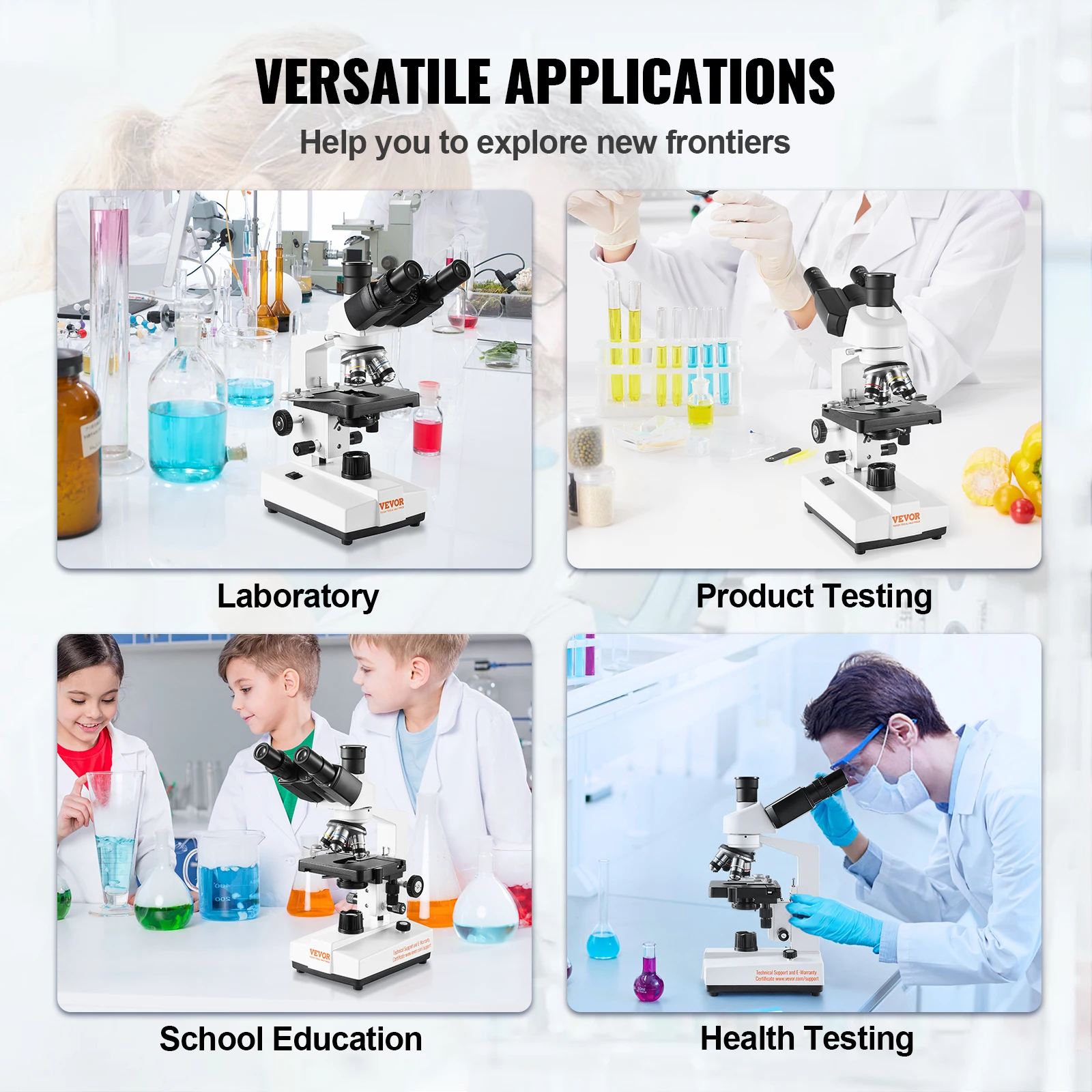 VEVOR Compound Trinocular Microscope 40X-2500/40X-5000X Magnification Lab Microscope with LED Illumination & External Interface 6