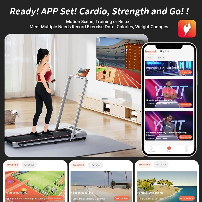 Foldable Treadmill 300 lb Capacity Walking Pad 2.5HP Treadmill Under Desk Portable for Home and Office