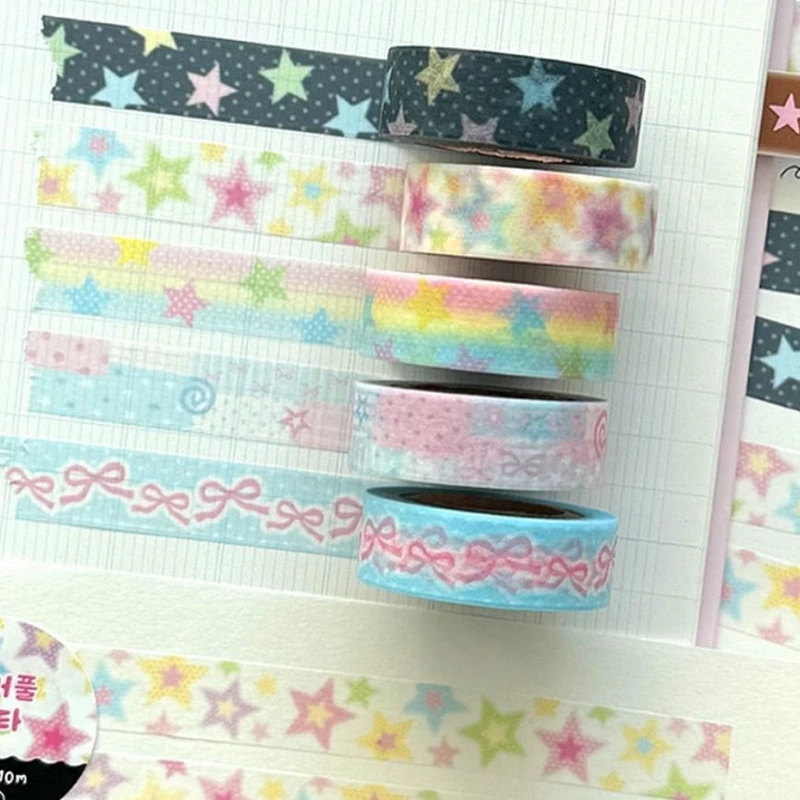 Cute Girl Heart Star Washi Tape Korean Ins Decoration Stickers Basic Handbook Journal Collage Material Tape Roll 2