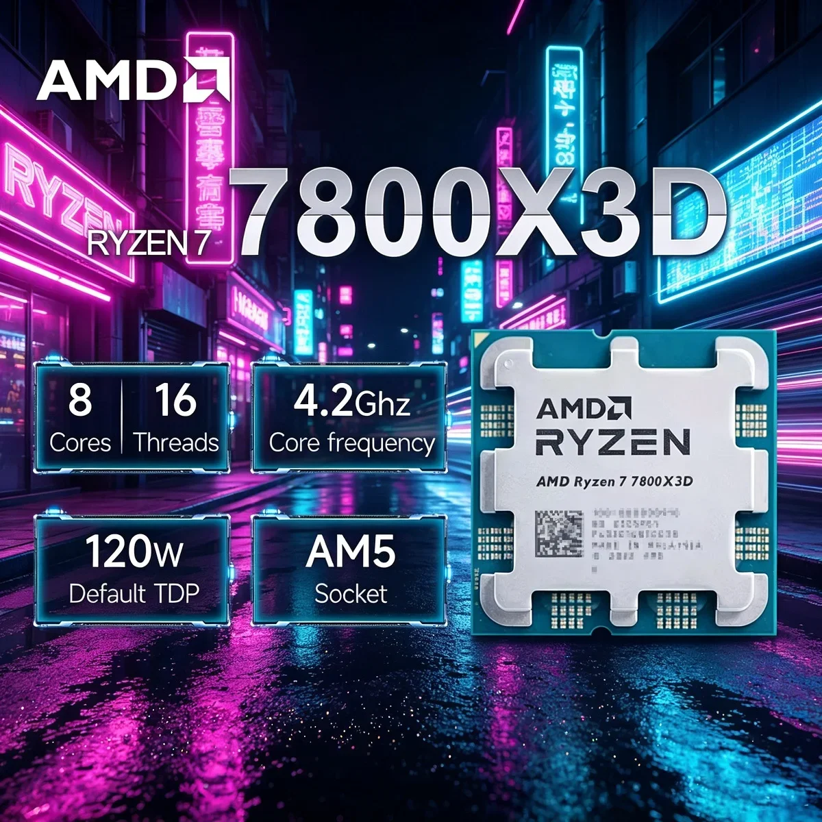 새로운 AMD Ryzen 7 7800X3D 소켓 AM5 게이밍 CPU R7 7800X3D..