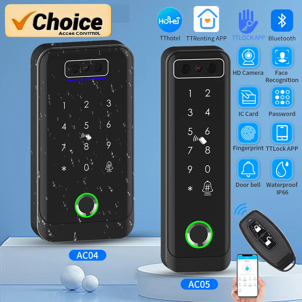 IP66 Waterproof 3D Face Recognition Smart TTLOCK Bluetooth Fingerprint Access Control System For TT Hotel Apartment TTRenting