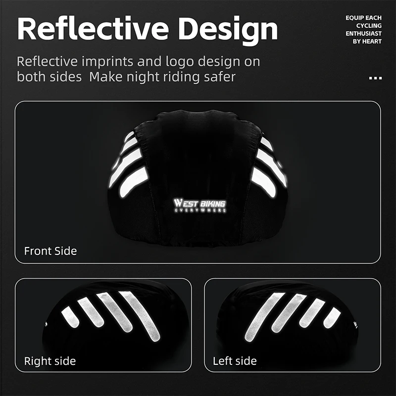 WEST BIKING 1 Pcs Bike Helmet Rain Cover With Reflective Strip Waterproof Bicycle Helmet Cover High Visibility Cycling Ride Gear