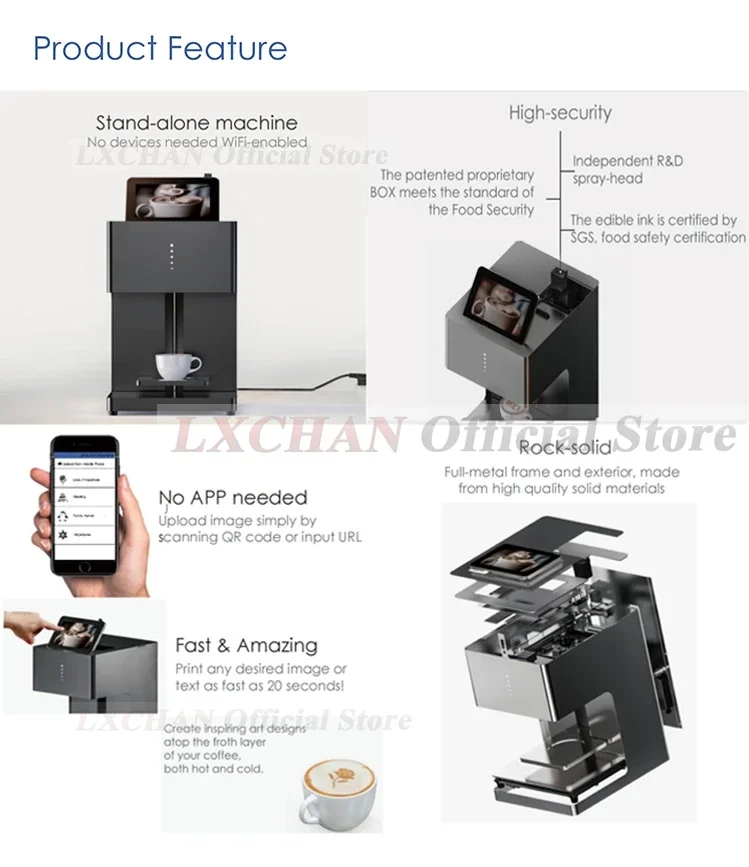 HomeWise Automatic Latte Art Machine Coffee Latte Printer Coffee Printer Pattern Printer Food Surface Printer Caramel 110V-220V 2