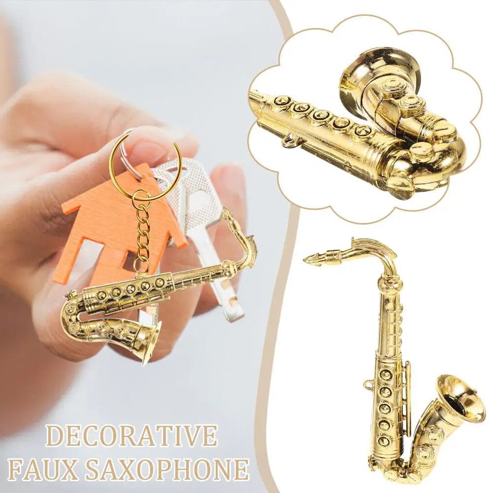 

Decorative Pendant Electroplated Instrument Saxophone Christmas Accessories Golden Decoration DIY Model Handicraft T5X6