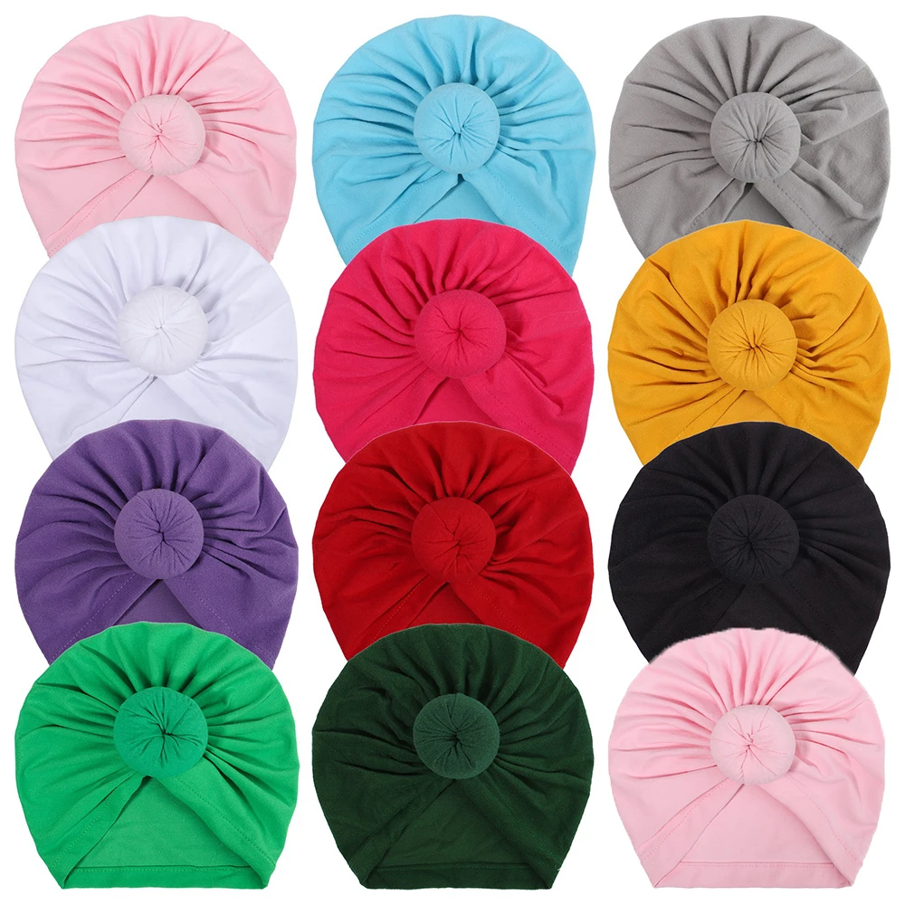 Baby Turban Hat Infant Elastic Soft Cotton Nylon Headband for Girls