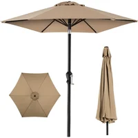 10ft Outdoor Steel Polyester Market Patio Umbrella w/Crank, Easy Push Button, Tilt, Table Compatible - Tan 1