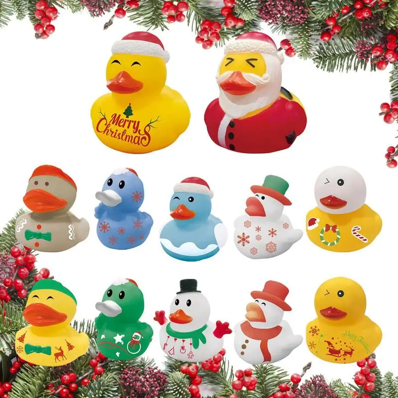 

Christmas Theme Rubber Ducks 12Pcs Funny Duckies Bath Pool Toy Set Bathroom Bathtub Toys Party Supplies For School Carnivals And